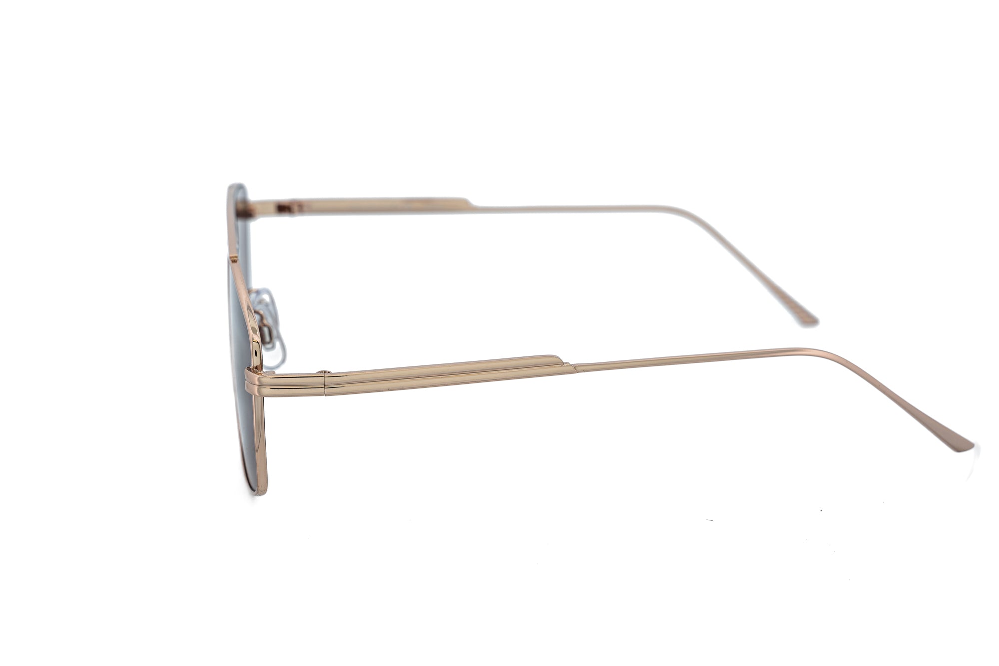Bramante by Bolero Eyewear gold geometric aviator sunglasses with brown UV lenses side angle view