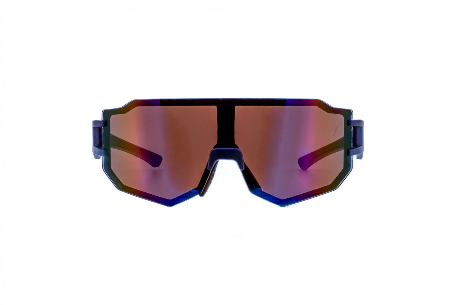 Caleb by Boléro Eyewear blue shield sunglasses with blue mirror sport lens front angle view