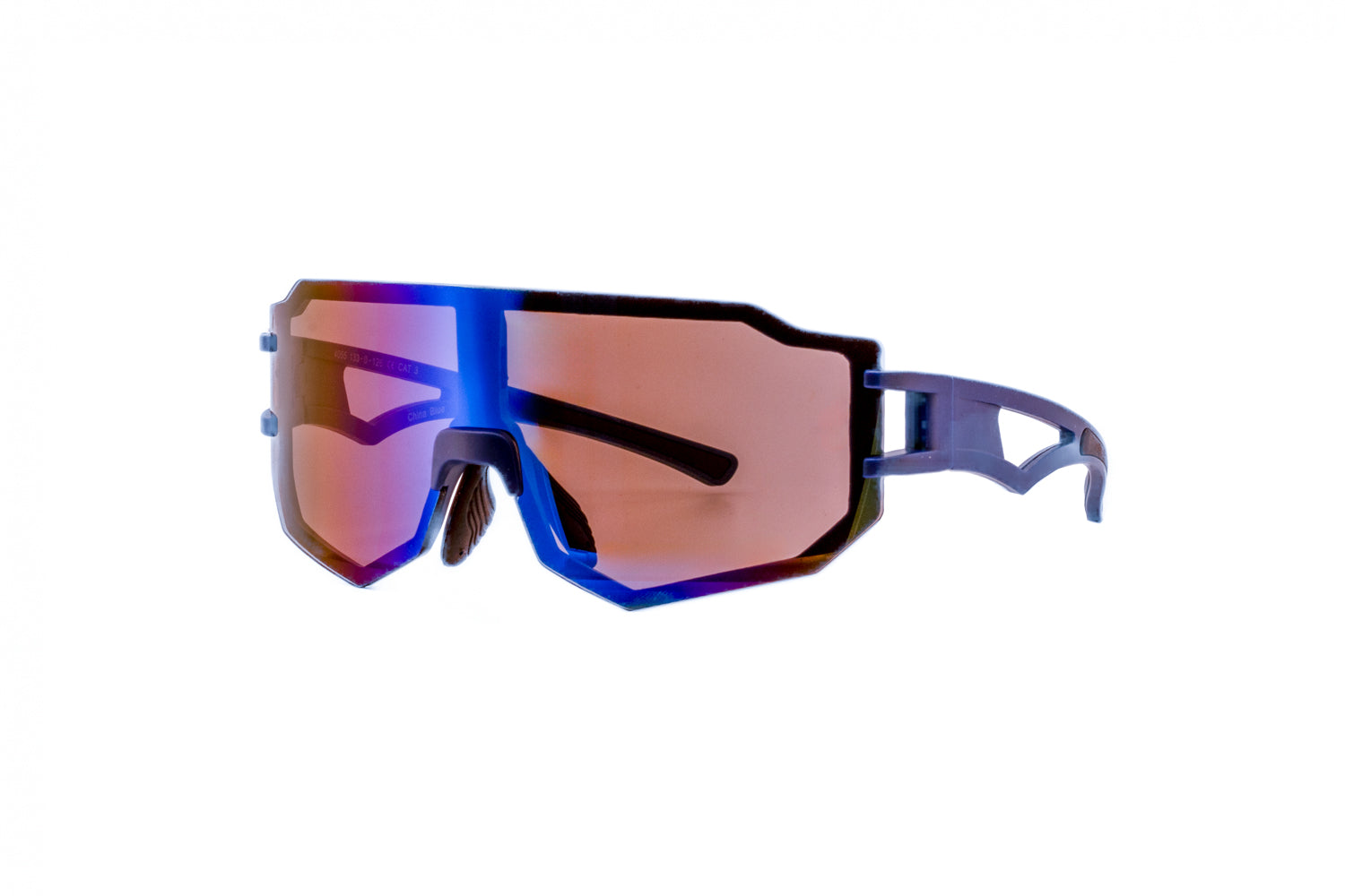 Caleb by Boléro Eyewear blue shield sunglasses with blue mirror sport lens