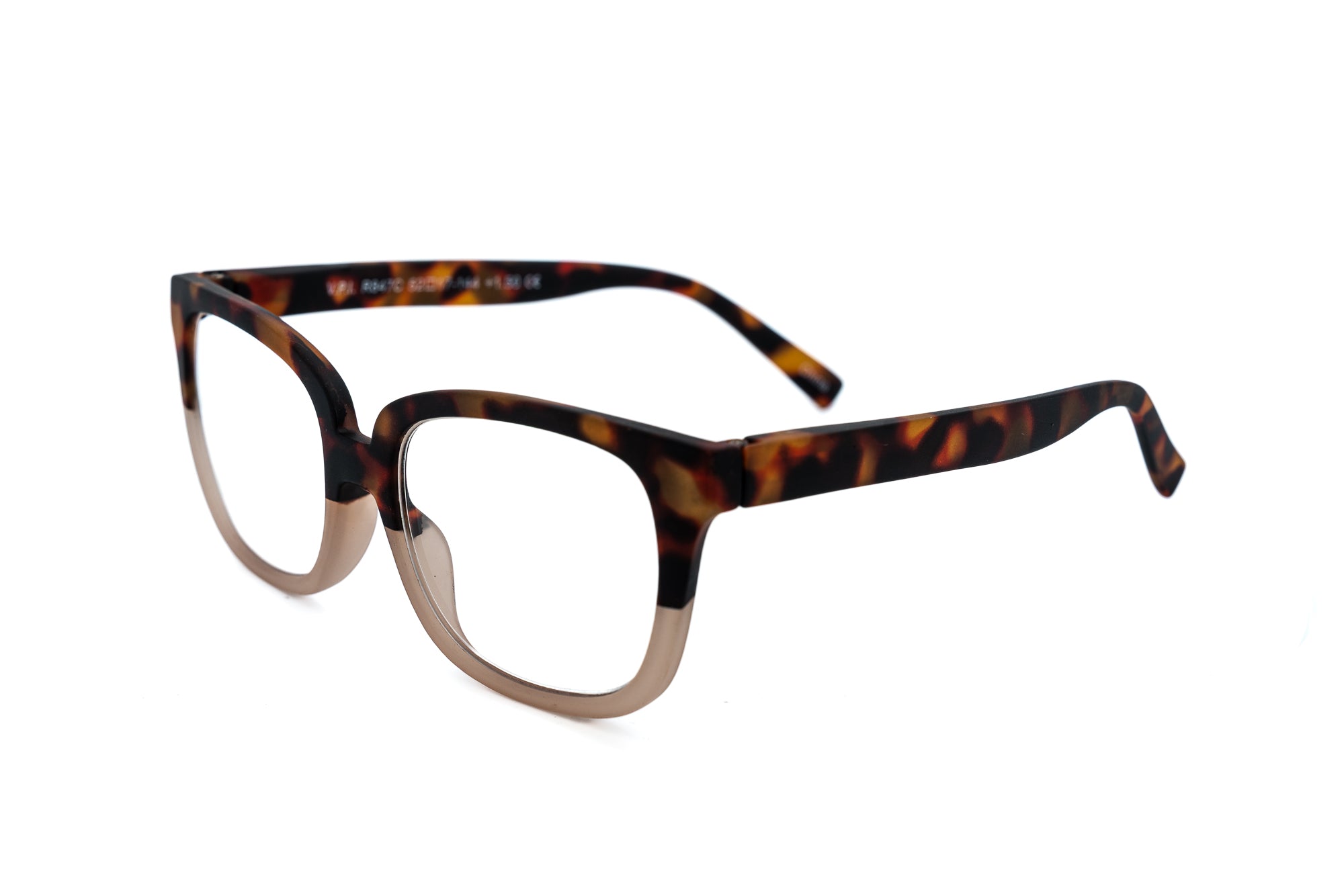 Camille reading glasses in two-tone tortoiseshell and taupe by Bolero Eyewear