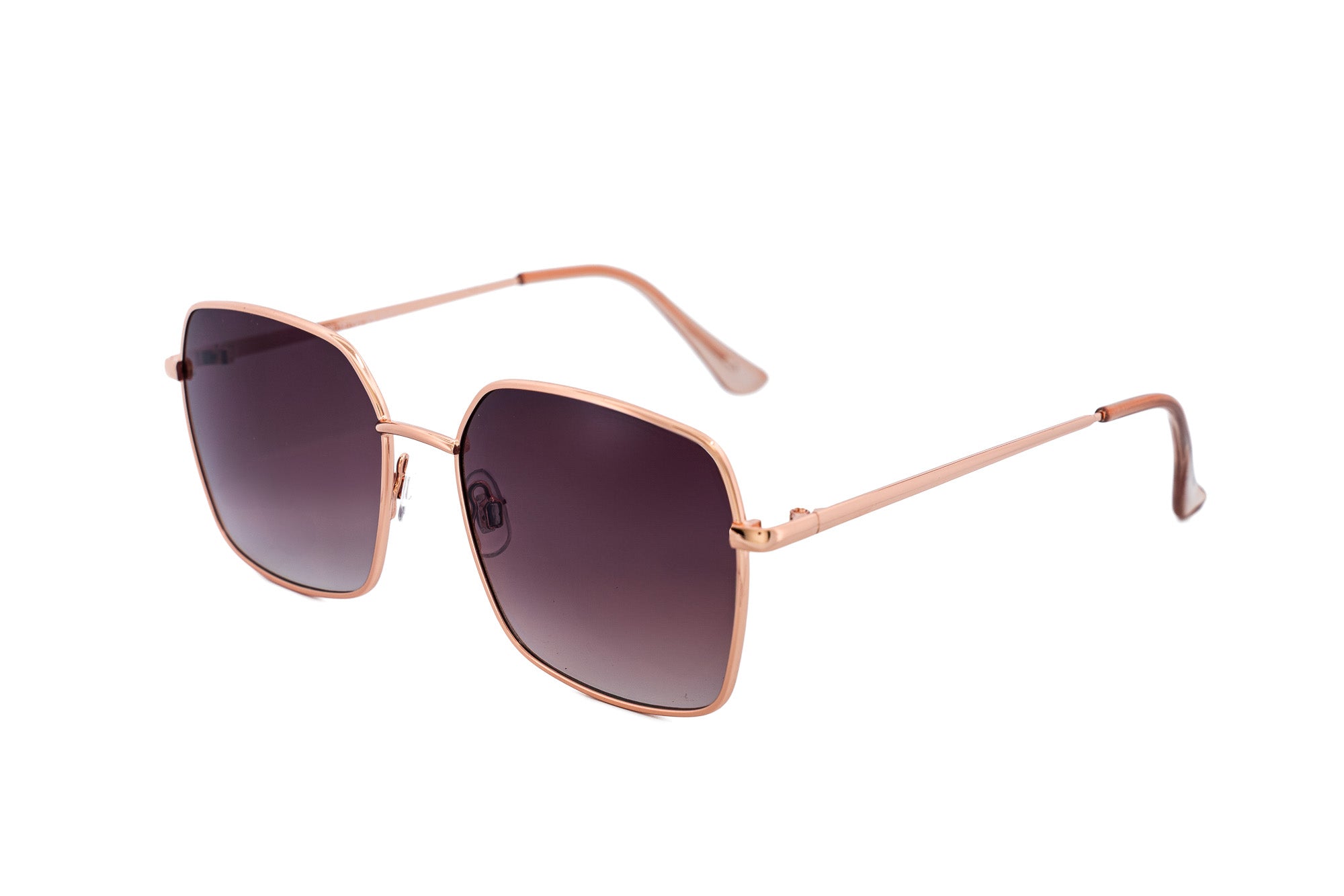 Cerselle by Bolero Eyewear rose gold square sunglasses with gradient UV lenses and thin metal frame