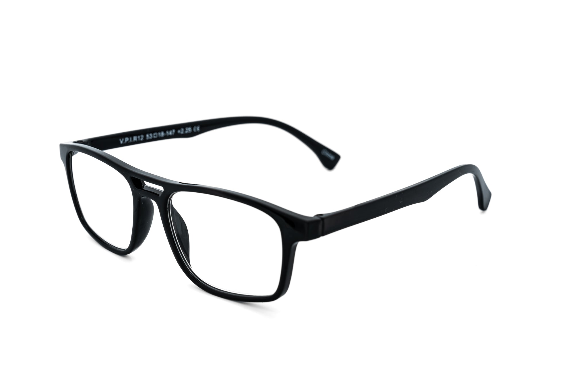Channel by Bolero Eyewear black rectangular reading glasses with slim polycarbonate frame