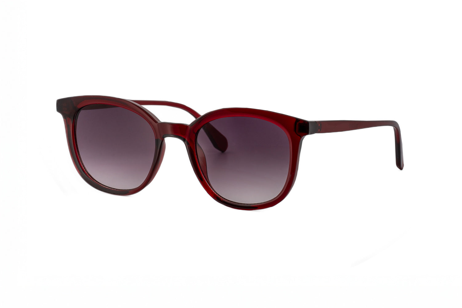 Chasty by Boléro Eyewear burgundy rounded sunglasses with smoke UV lenses