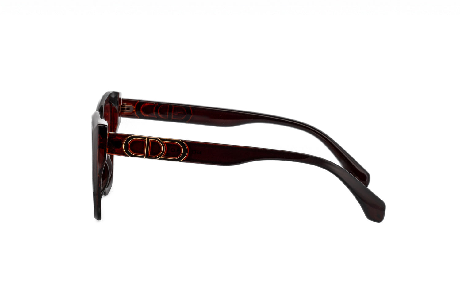 Chelsea by Boléro Eyewear brown acetate sunglasses with sculpted frame and UV lenses side angle view 