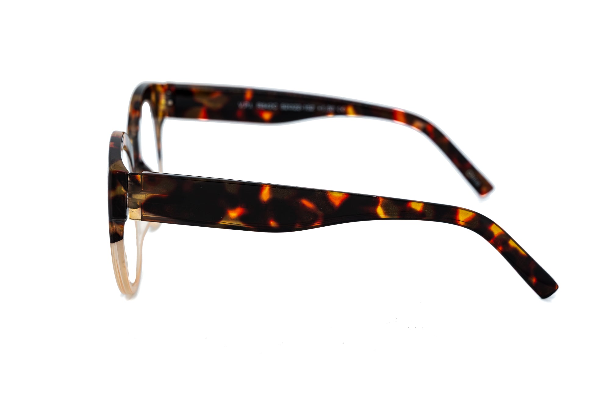 Claudette by Bolero Eyewear reading glasses in tortoise gradient oversize round design side angle view