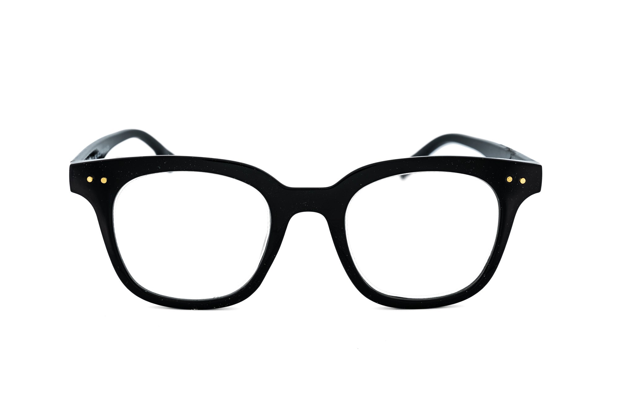 Corwell by Bolero Eyewear matte black reading glasses with lightweight polycarbonate frame front angle view