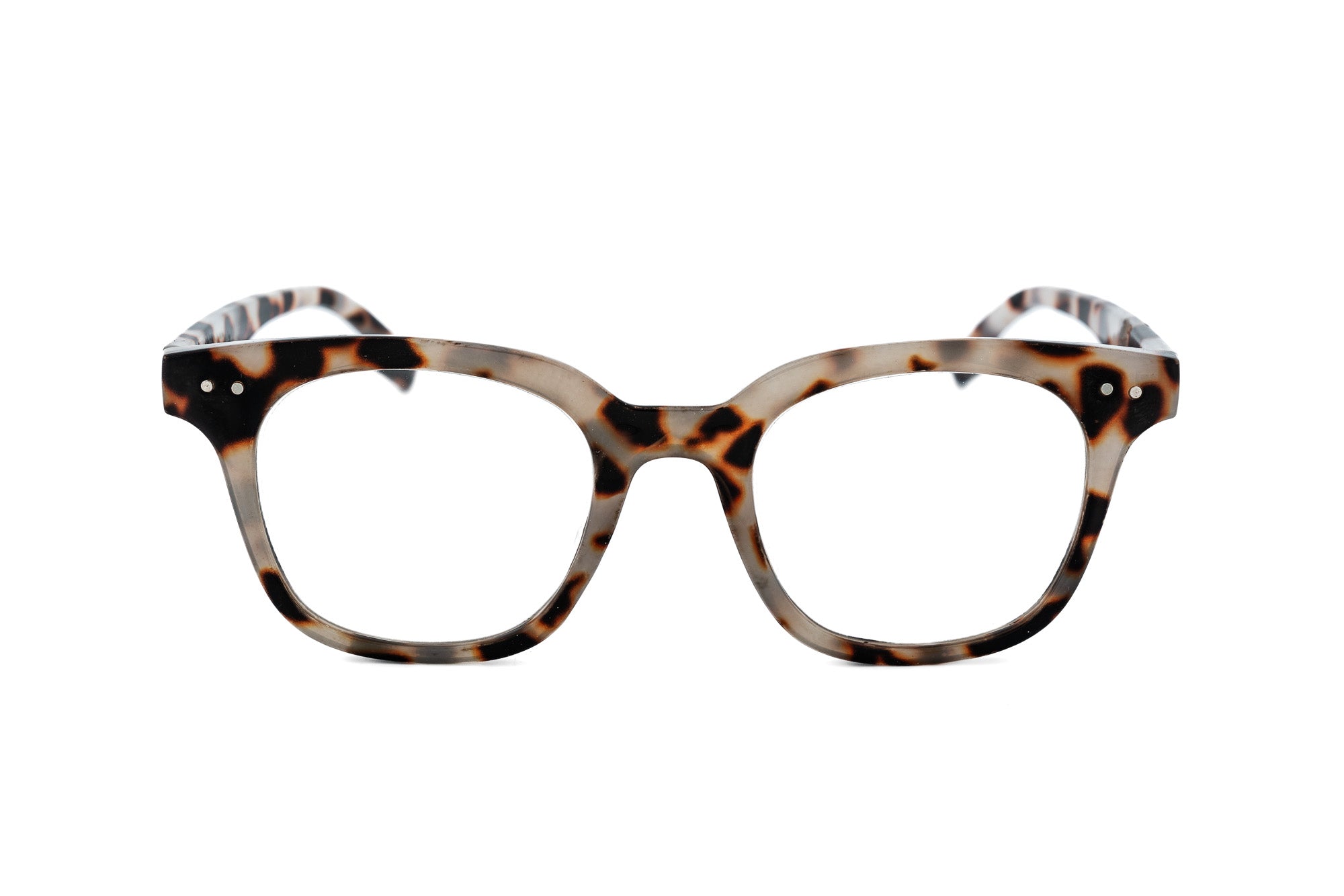 Corwell by Bolero Eyewear  tortoise reading glasses with rounded rectangle frame and matte finish front angle view