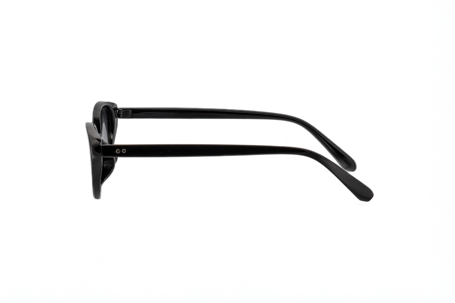 Black Cruz cat-eye sunglasses by Bolero Eyewear with UV-protected smoke lenses side angle view