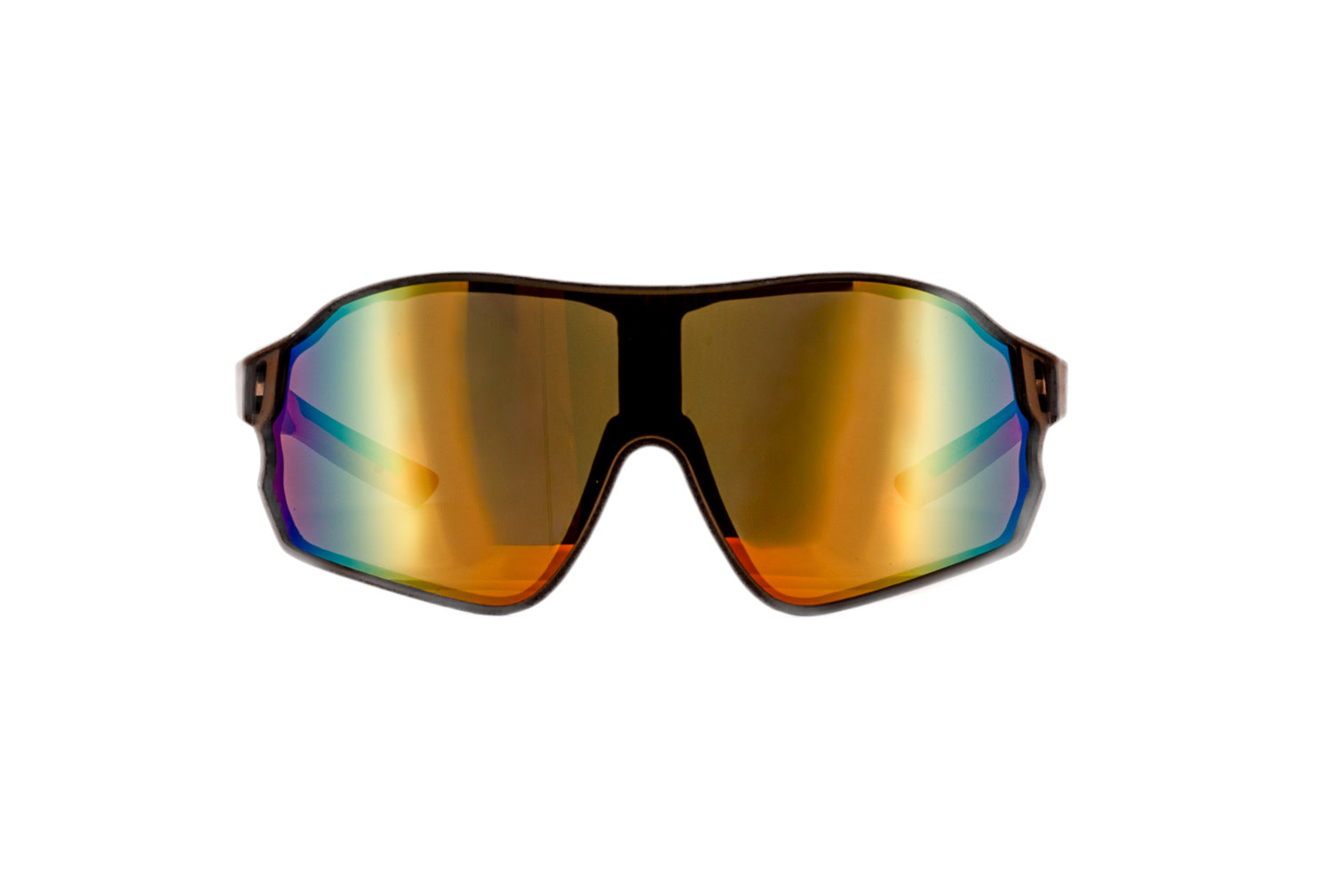 Dan by Boléro Eyewear sport shield sunglasses with red mirror lens front angle view