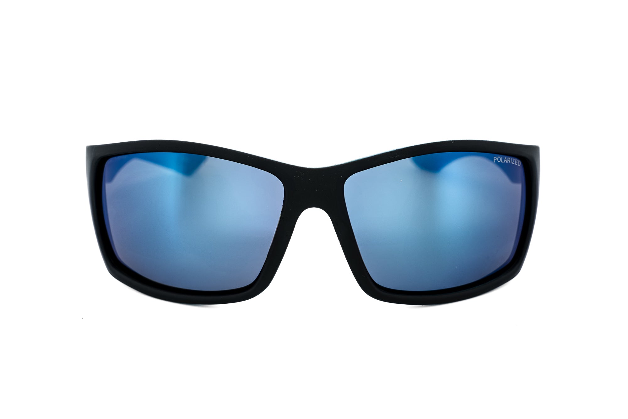 Drayven by Bolero Eyewear floating polarized sport sunglasses with blue mirror lenses front angle view