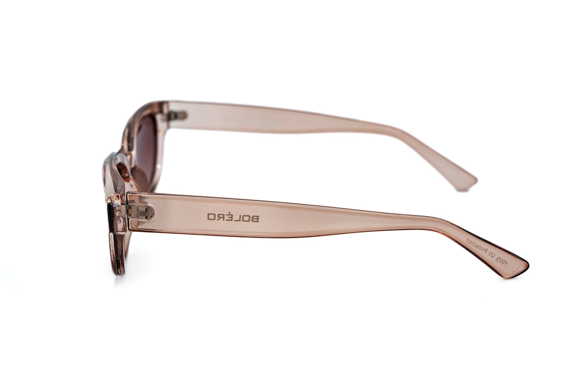 Elira by Bolero Eyewear translucent sunglasses with gradient UV lenses for women side angle view