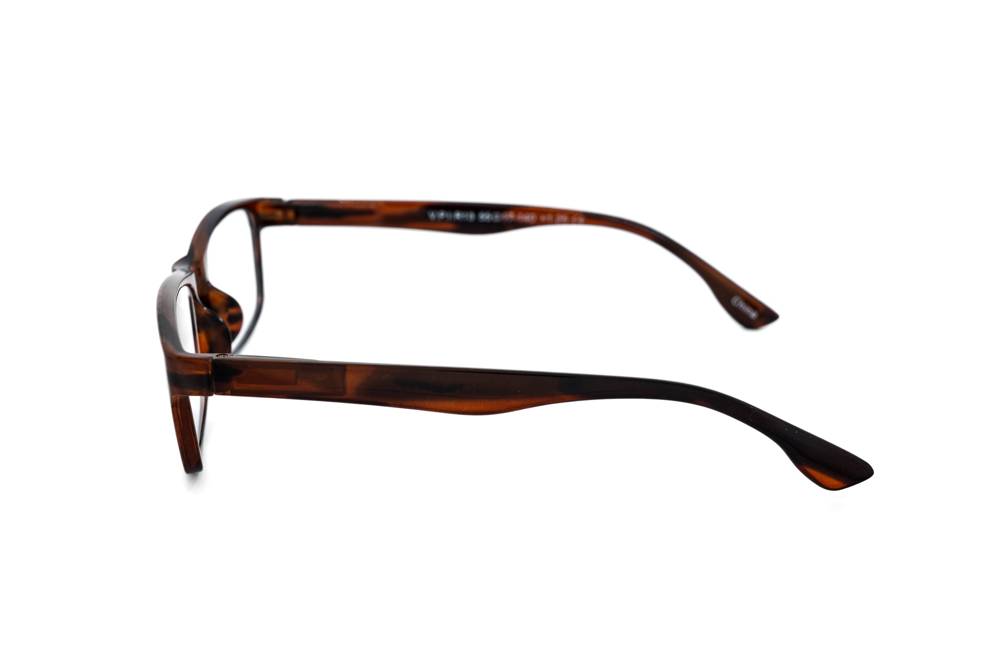 Elston by Bolero Eyewear brown rectangular reading glasses with subtle patterned finish side angle view
