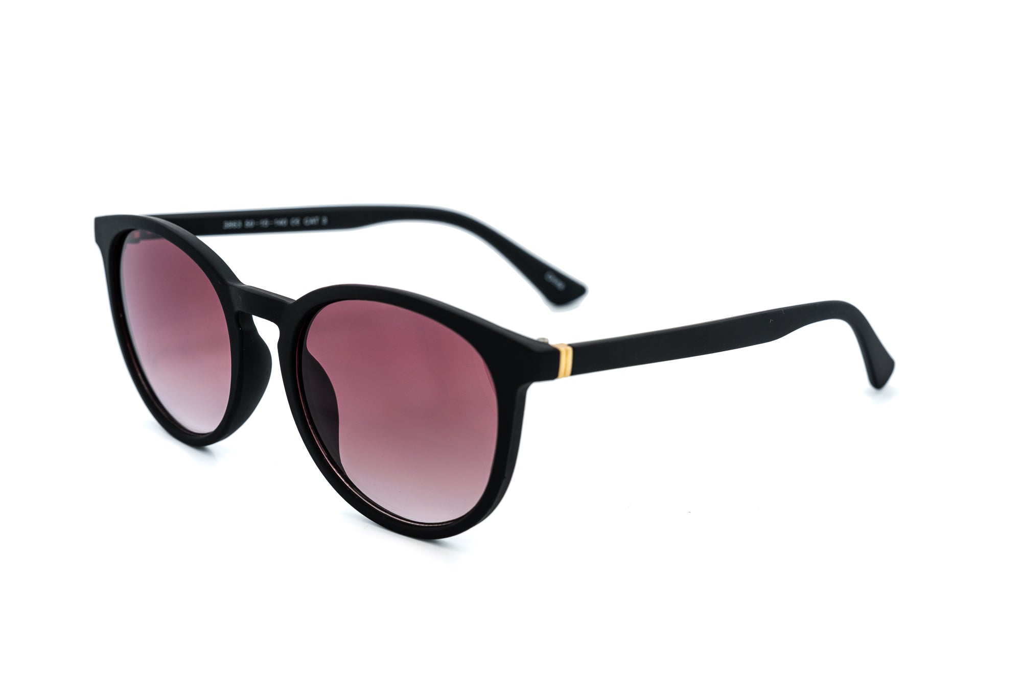 Elvaya by Bolero Eyewear Black round sunglasses with purple smoke gradient lenses