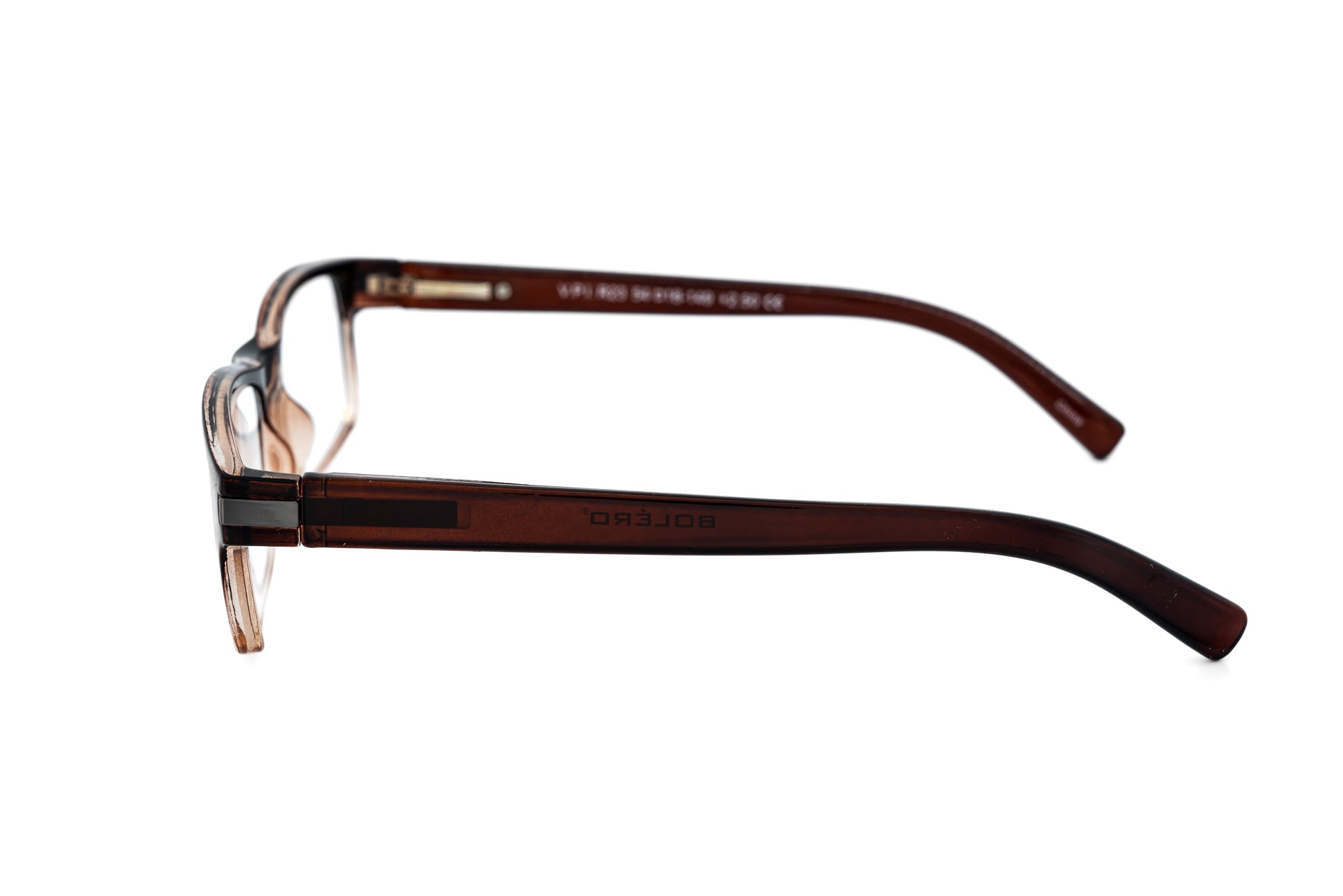Emeric by Bolero Eyewear brown gradient reading glasses with modern rectangular frame side angle view
