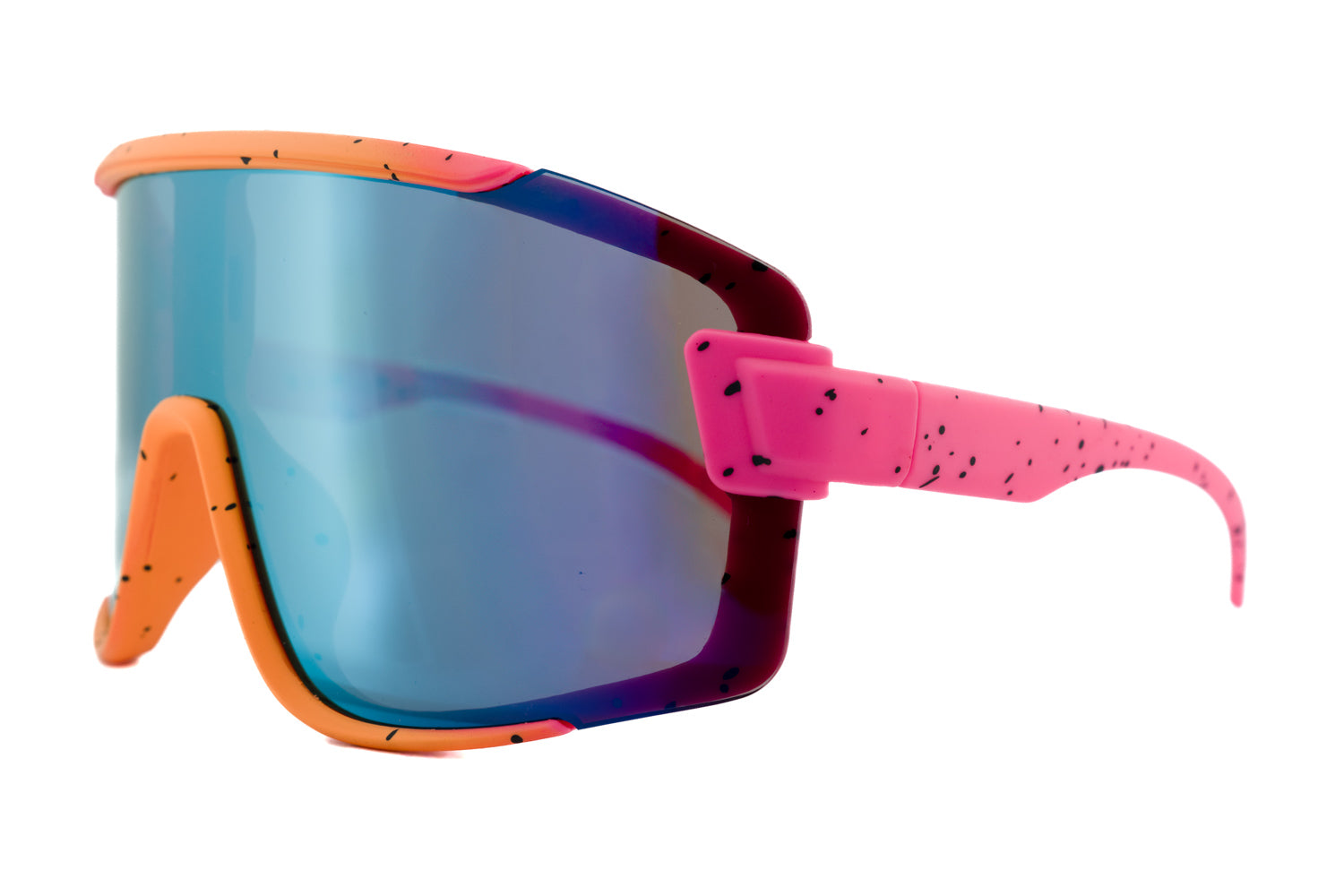 Evo by Bolero Eyewear kids sunglasses with pink orange yellow frame and mirrored lenses