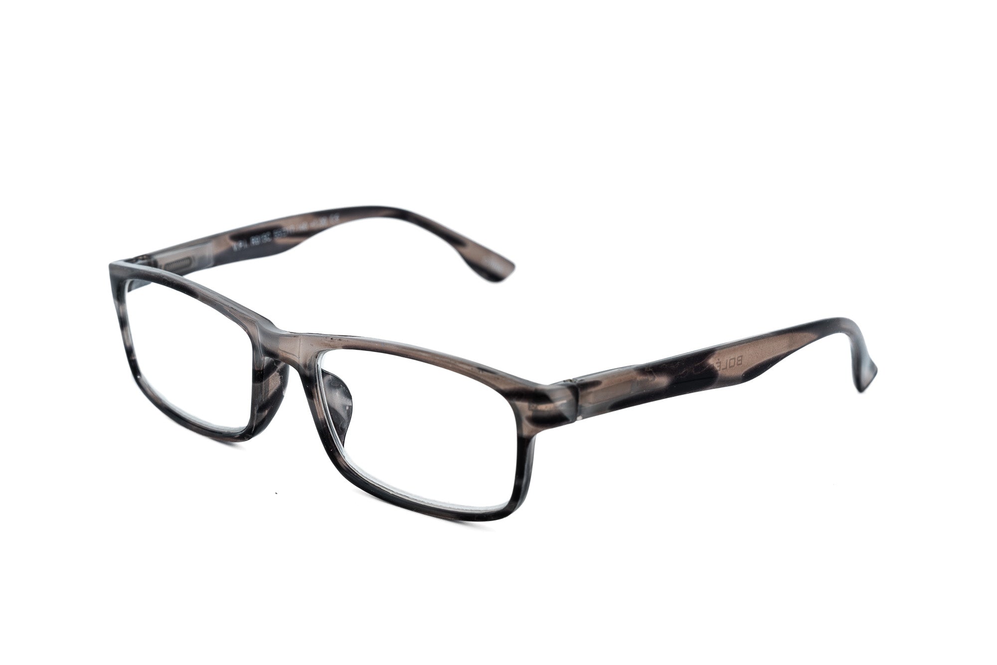 Fedorra by Bolero Eyewear gray rectangular reading glasses with lightweight marbled frame
