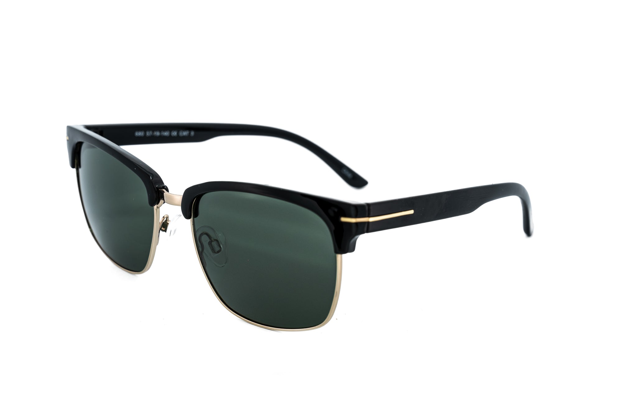 Hawthorne by Bolero Eyewear black browline sunglasses with G15 UV lenses and gold accents
