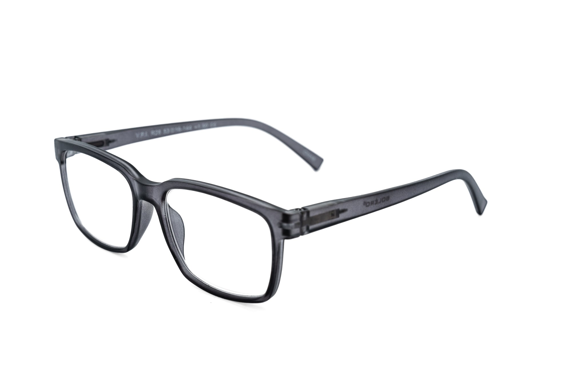 Henrick by Bolero Eyewear crystal gray reading glasses with slim rectangular frame for men 