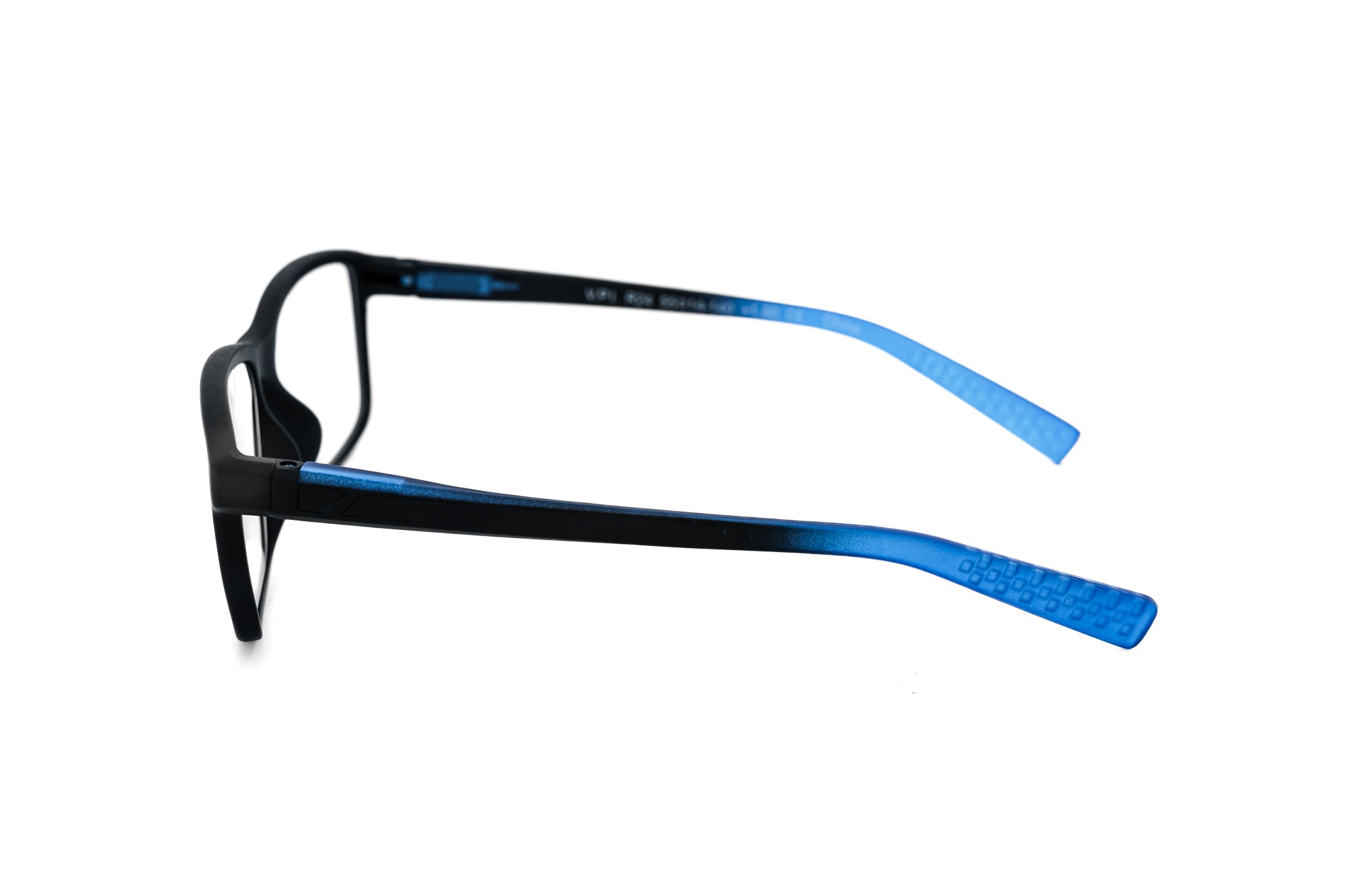 Holloran by Bolero Eyewear lightweight rectangular reading glasses in blue finish side angle view