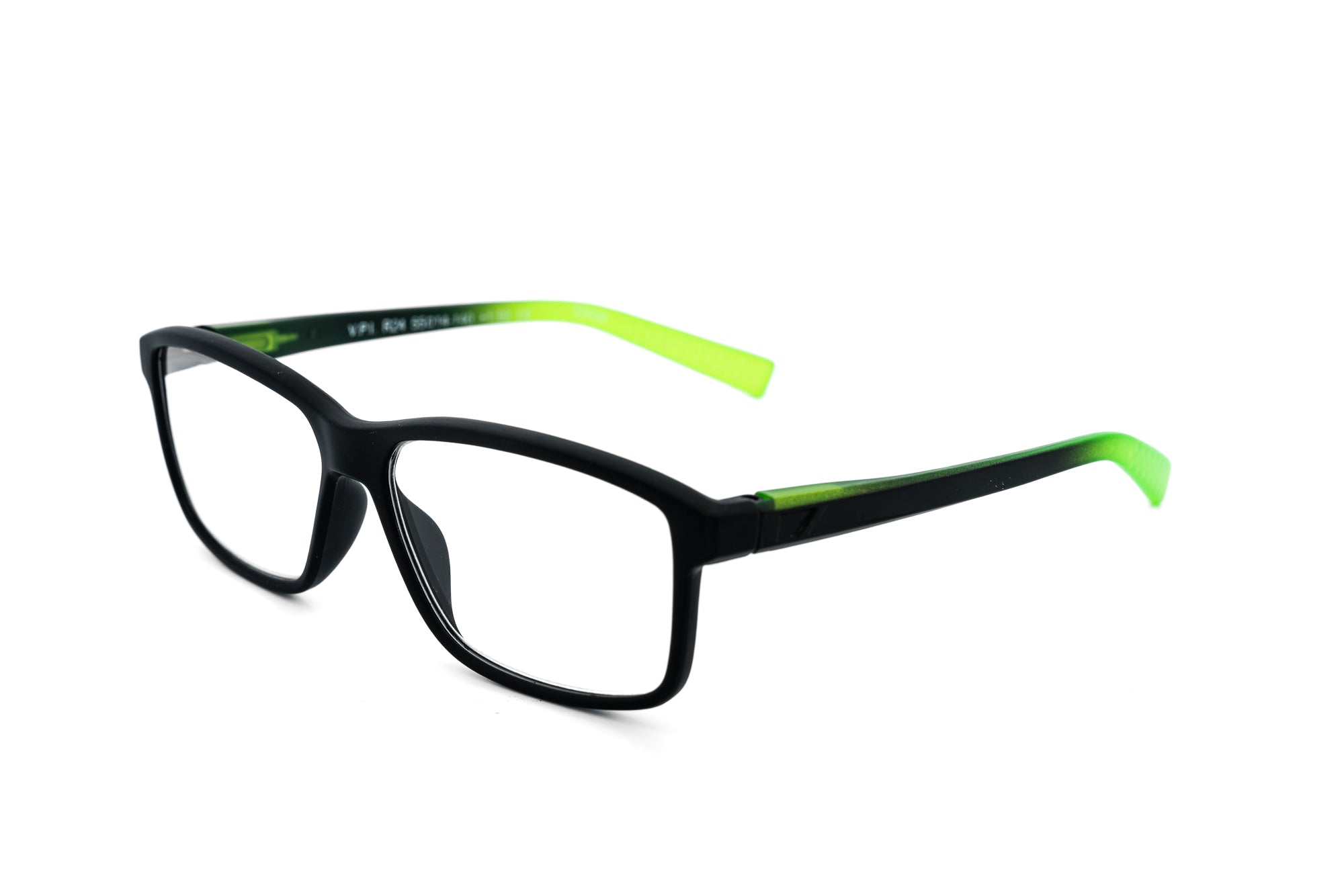 Holloran by Bolero Eyewear rectangular reading glasses with green accent temples
