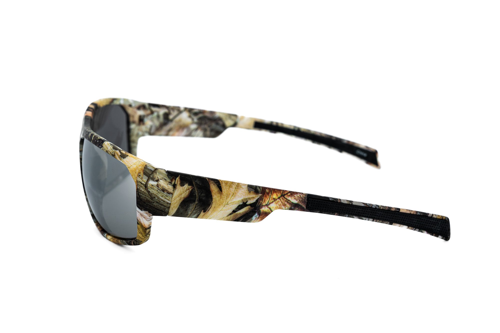 Hunter by Bolero Eyewear sunglasses in camo frame with full-coverage sport lenses side angle view