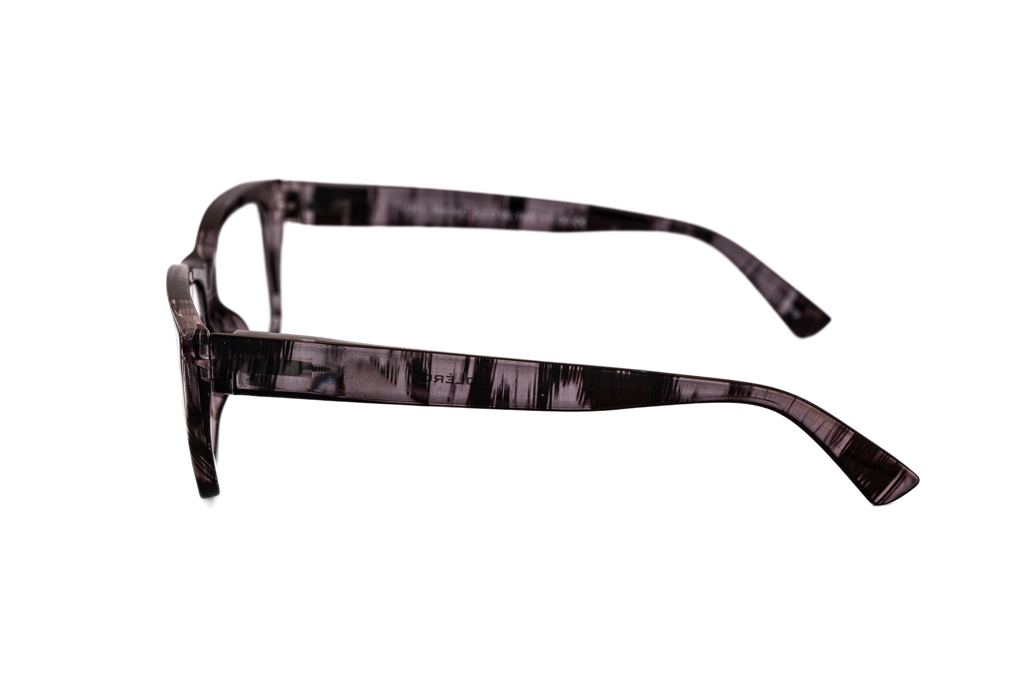 Isolde by Bolero Eyewear rectangular reading glasses in brown tortoise pattern with slim temples side angle view
