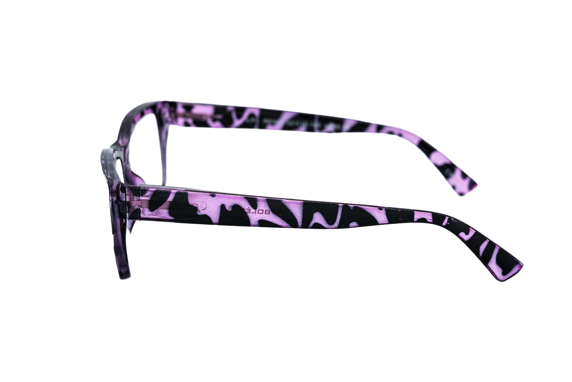 Isolde by Bolero Eyewear Pink Tortoise reading glasses with bold rectangular silhouette side angle view