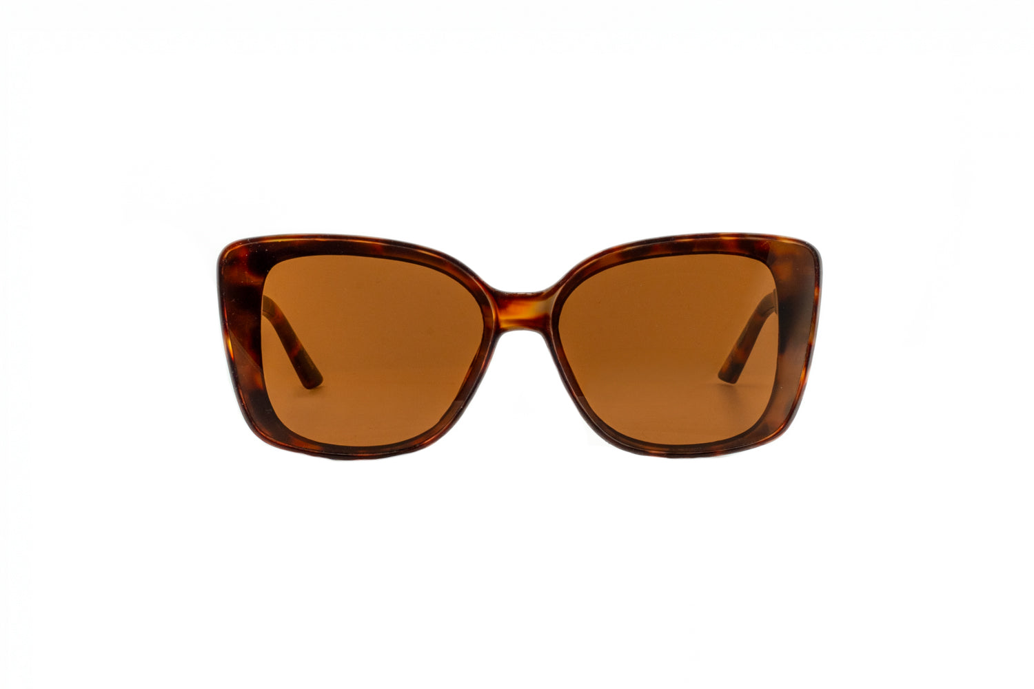 Ivy by Boléro Eyewear tortoise brown square sunglasses with warm lenses front angle view