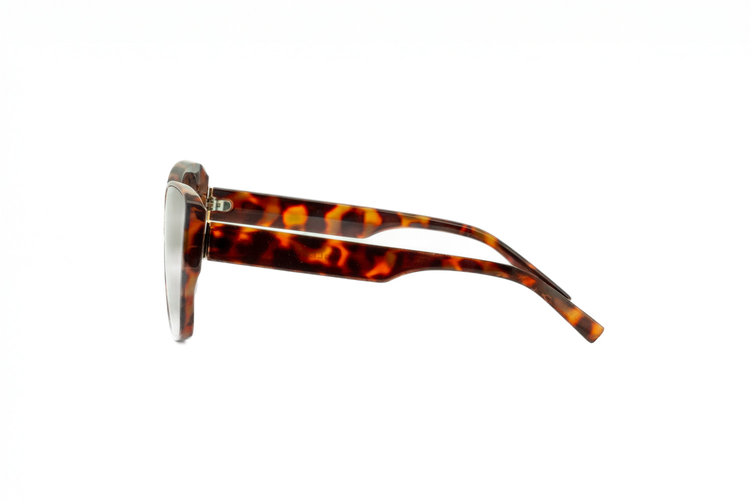 Ivy by Boléro Eyewear tortoise brown square sunglasses with warm lenses side angle view