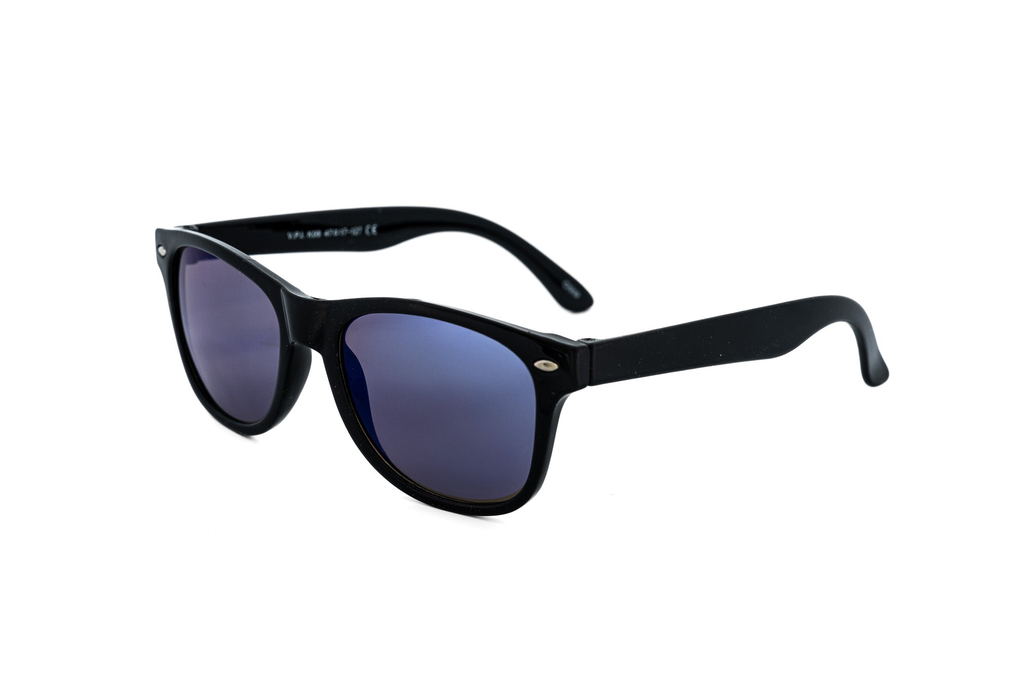 Jorrell by Bolero Eyewear black frame kids sunglasses with blue mirror UV lenses