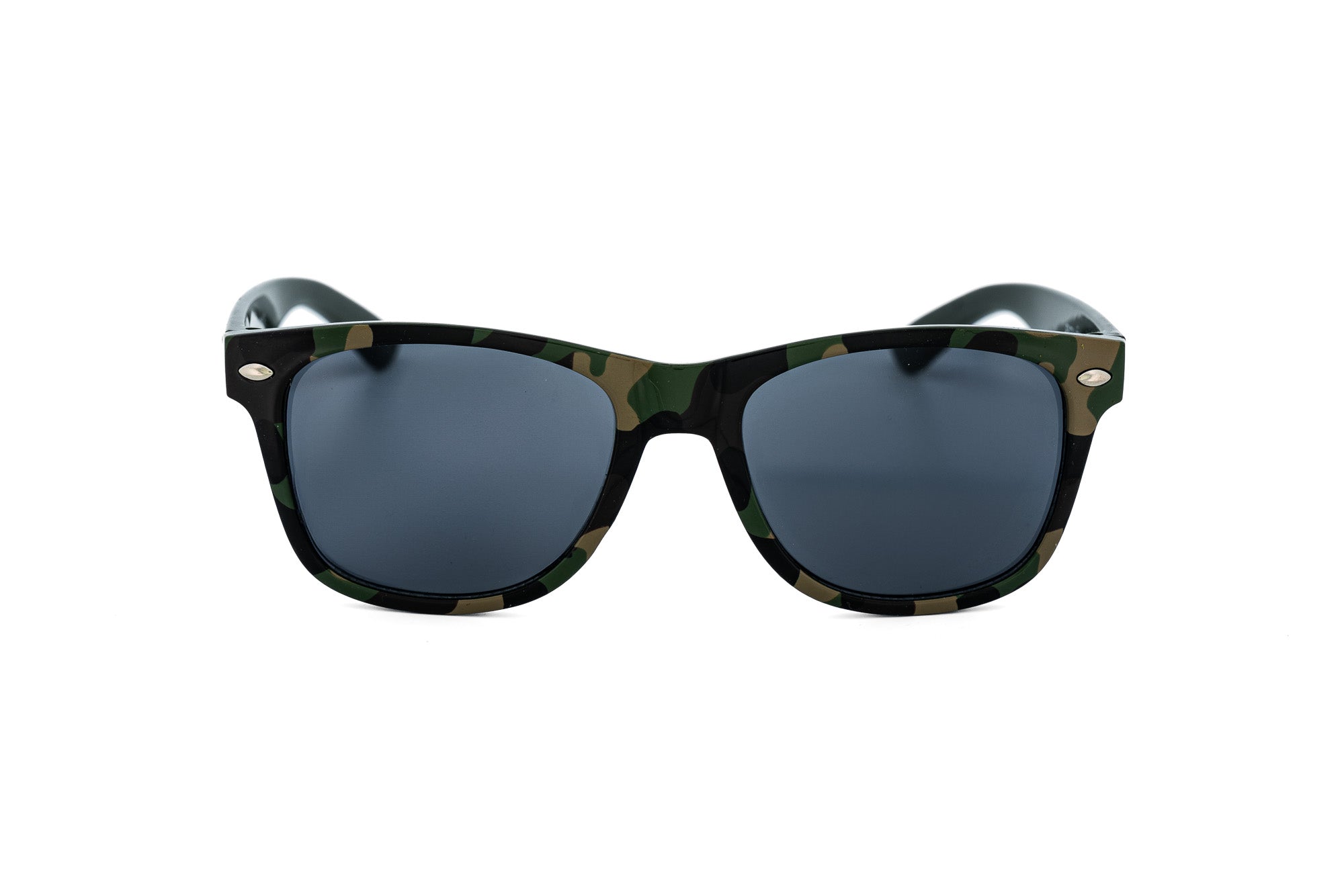 Jorrell by Bolero Eyewear green camo kids sunglasses with UV-protection lenses front angle view