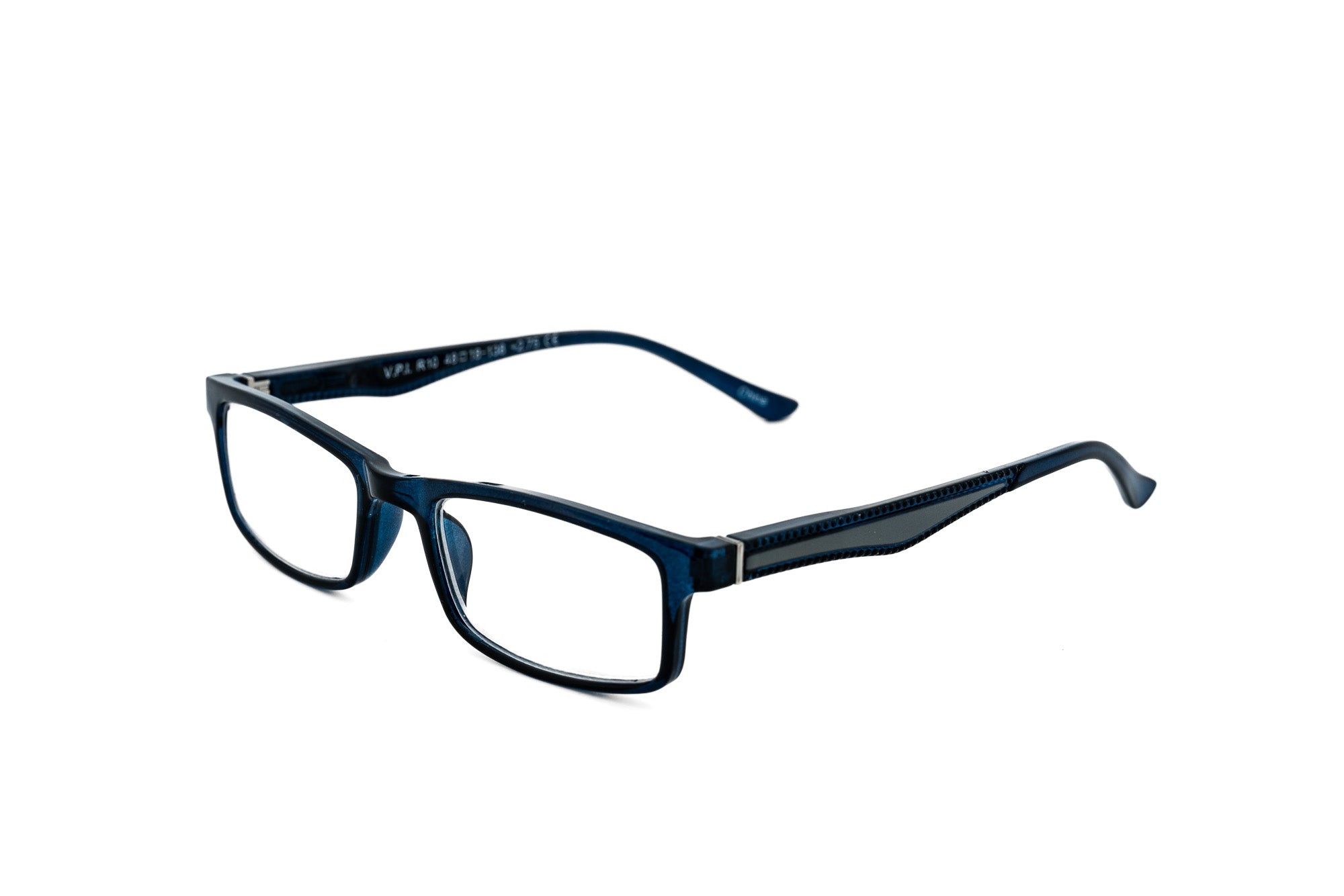 Kingswell reading glasses in deep blue with lightweight rectangular polycarbonate frame