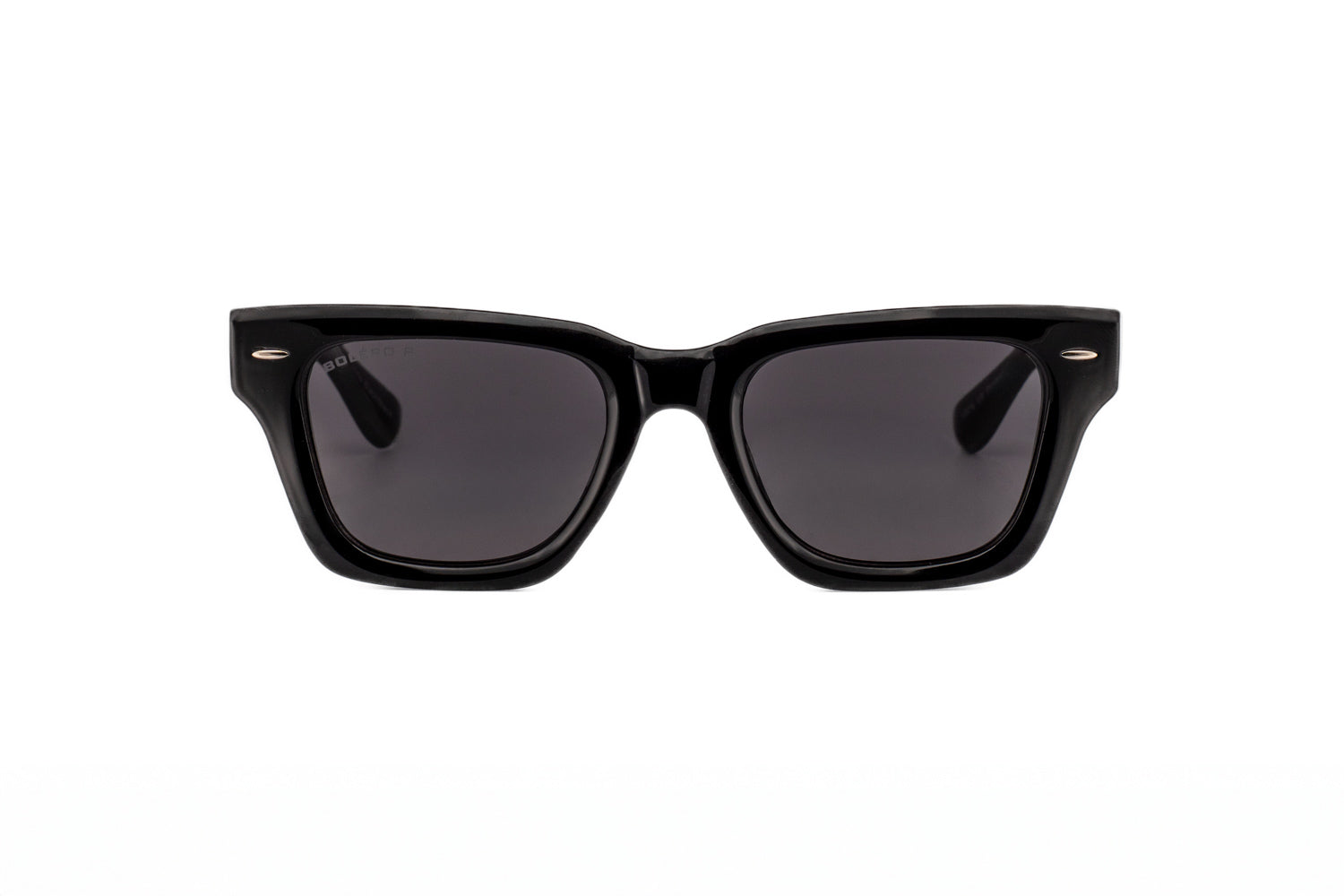 Knox by Bolero Eyewear black angular sunglasses with smoke UV lenses front angle view