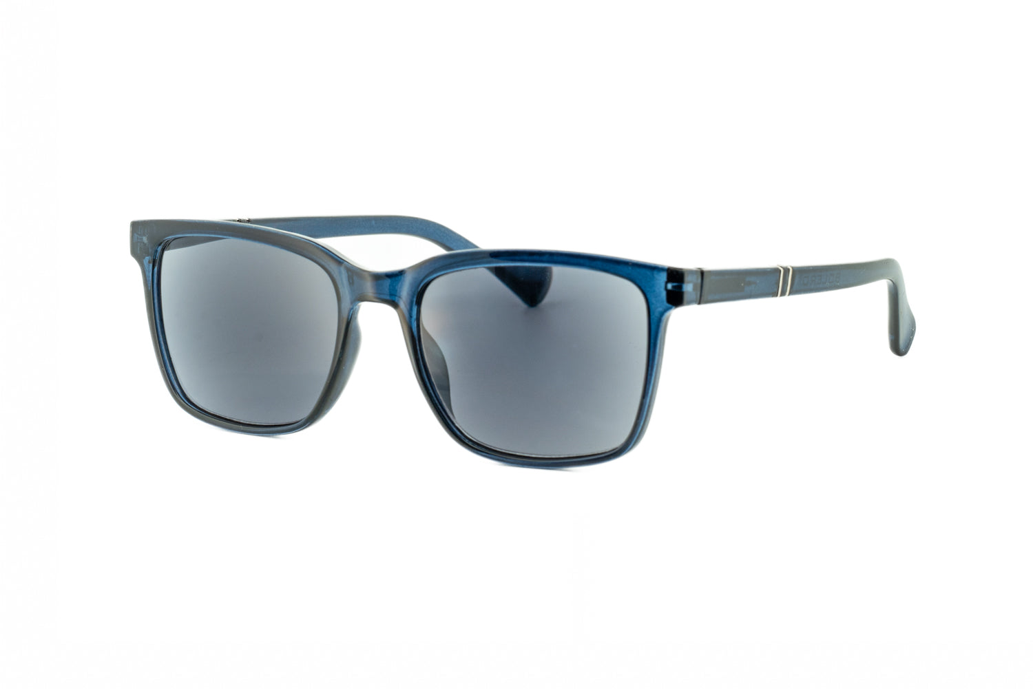 Luke by Bolero Eyewear crystal blue square sun reading glasses with smoke UV lenses