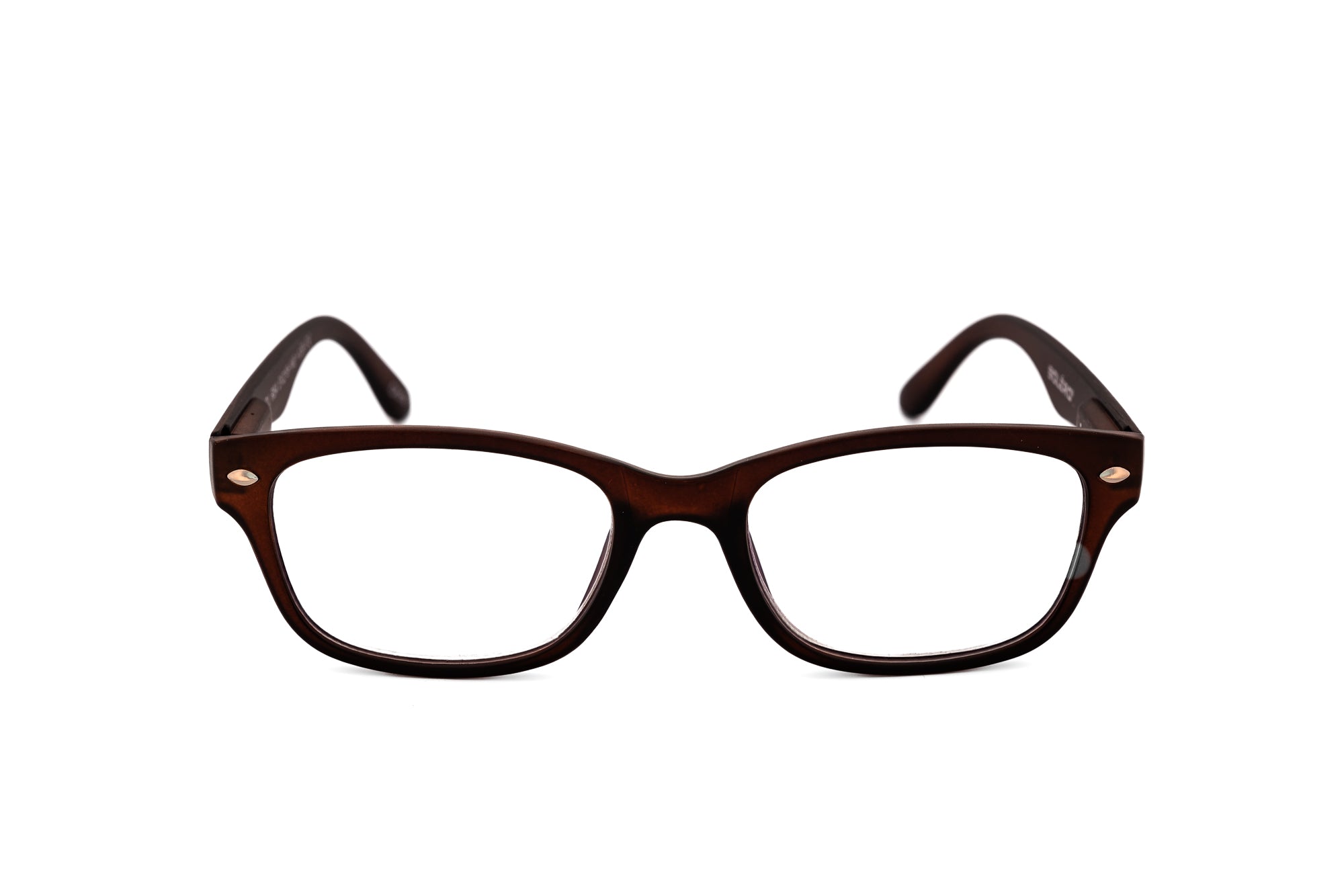 Luna by Bolero Eyewear Brown reading glasses with lightweight frame and cat-eye design front angle view