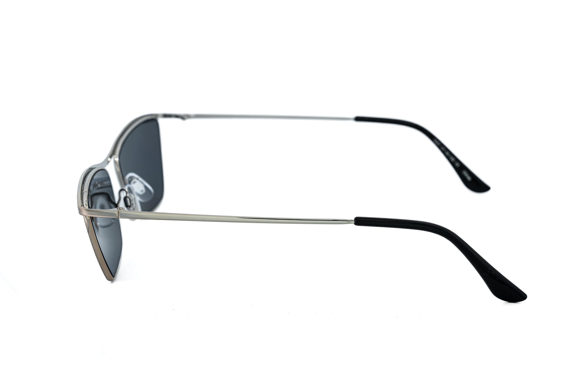 Luvonne by Bolero Eyewear  Slim metal cat-eye sunglasses with dark lenses side angle view