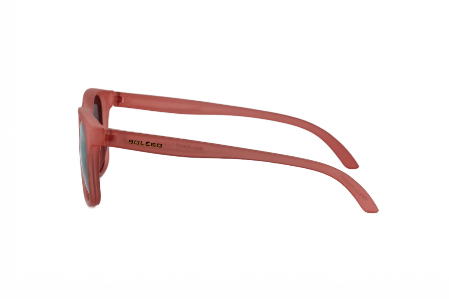 Luxor polarized sunglasses in crystal rose frame with rose mirror lenses – wraparound sport design by Bolero Eyewear side angle view