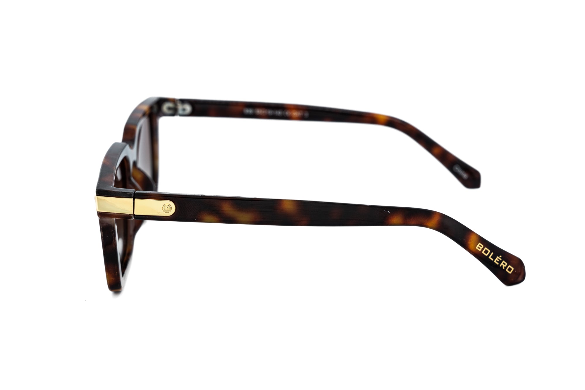 Marcero tortoise square sunglasses with polarized brown lenses by Bolero Eyewear side angle view