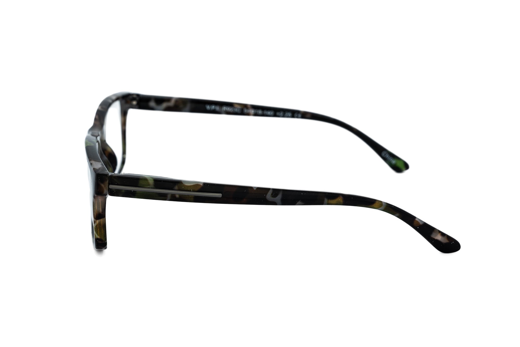 Marcino by Bolero Eyewear Gray tortoise camo Marcino reading glasses with bold square frame design side angle view