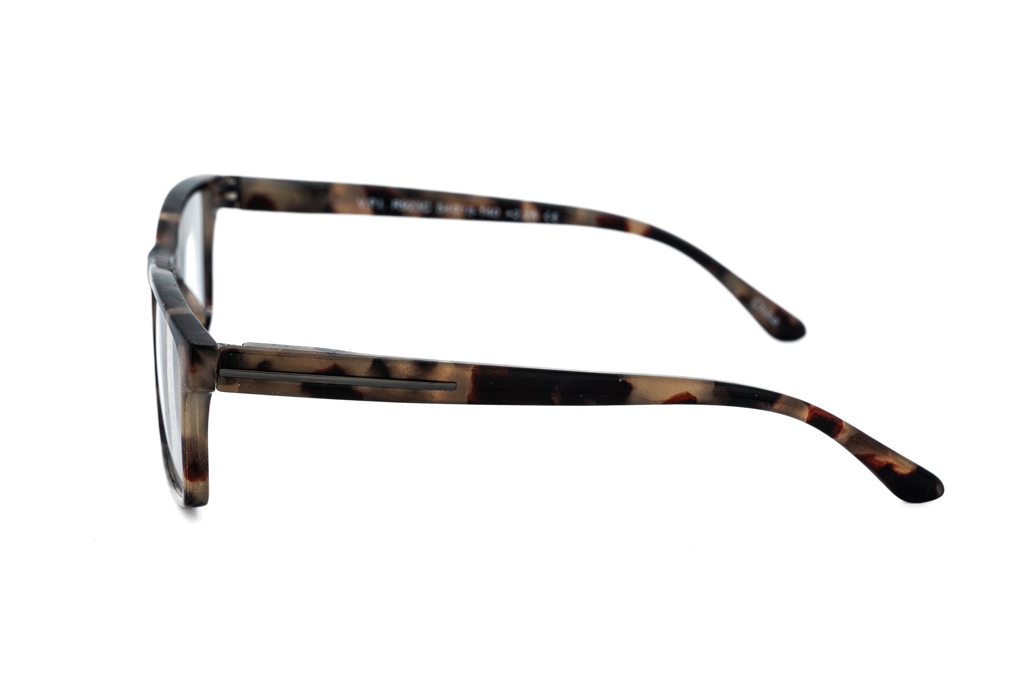 Marcino by Bolero Eyewear tortoise square reading glasses with modern tailored silhouette side angle view