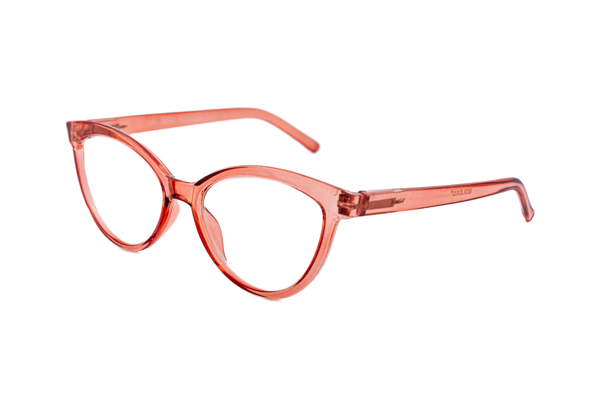 Marenza by Bolero Eyewear Orange translucent cat-eye readers with lightweight design 