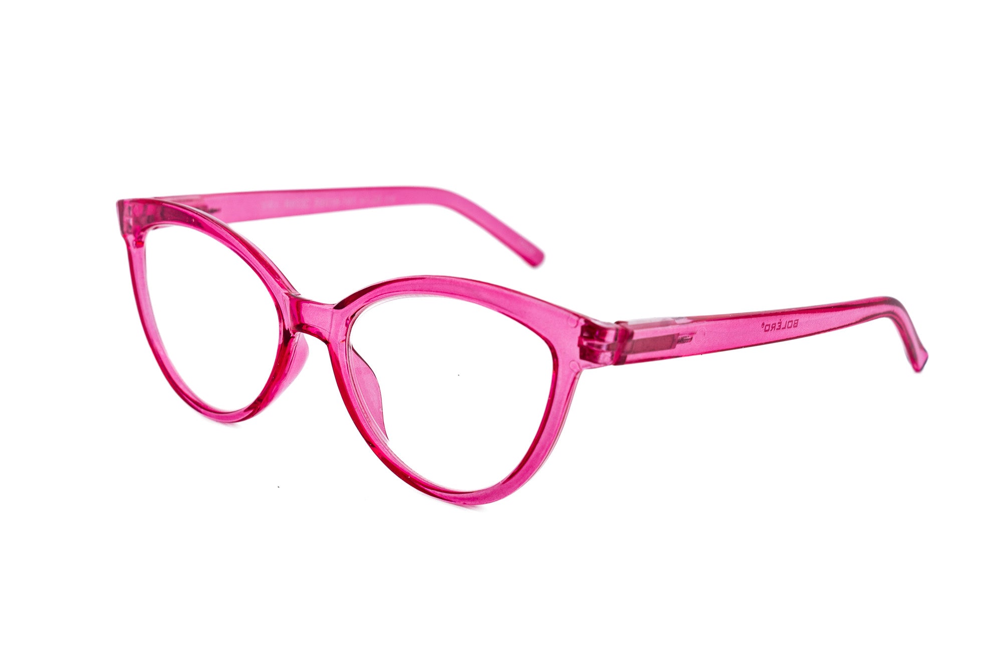 Marenza by Bolero Eyewear pink translucent cat-eye reading glasses with lightweight frame