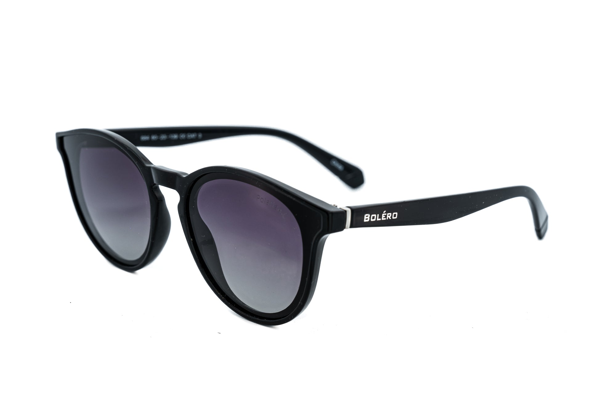 Maribel by Bolero Eyewear rounded black sunglasses with polarized UV lenses