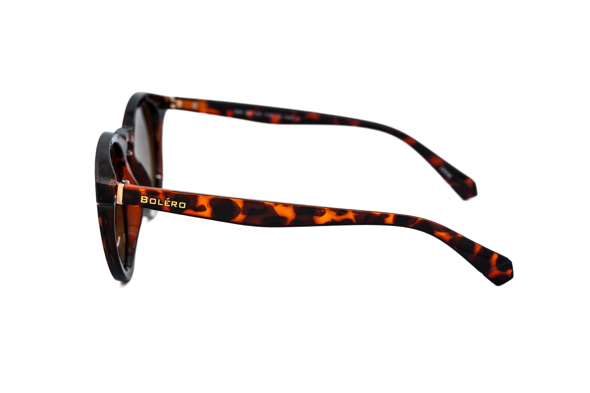 Maribel rounded tortoise-shell sunglasses with brown polarized lenses side angle view