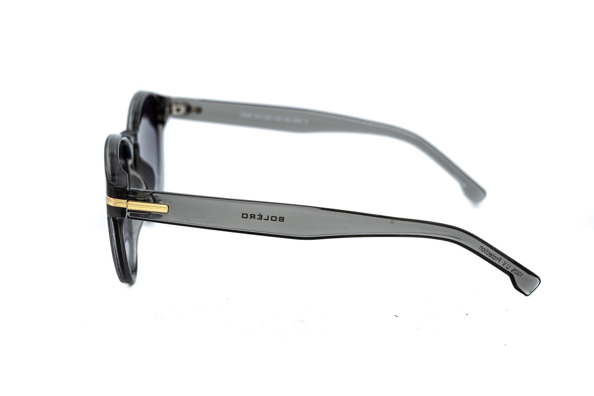 Marone amber gray sunglasses with smoke gradient polarized lenses side angle view