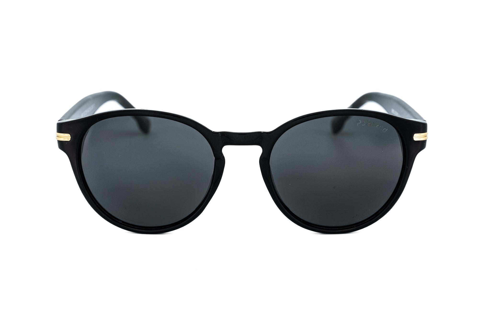 Bolero Eyewear Marone rounded sunglasses in black with polarized UV lenses front angle view