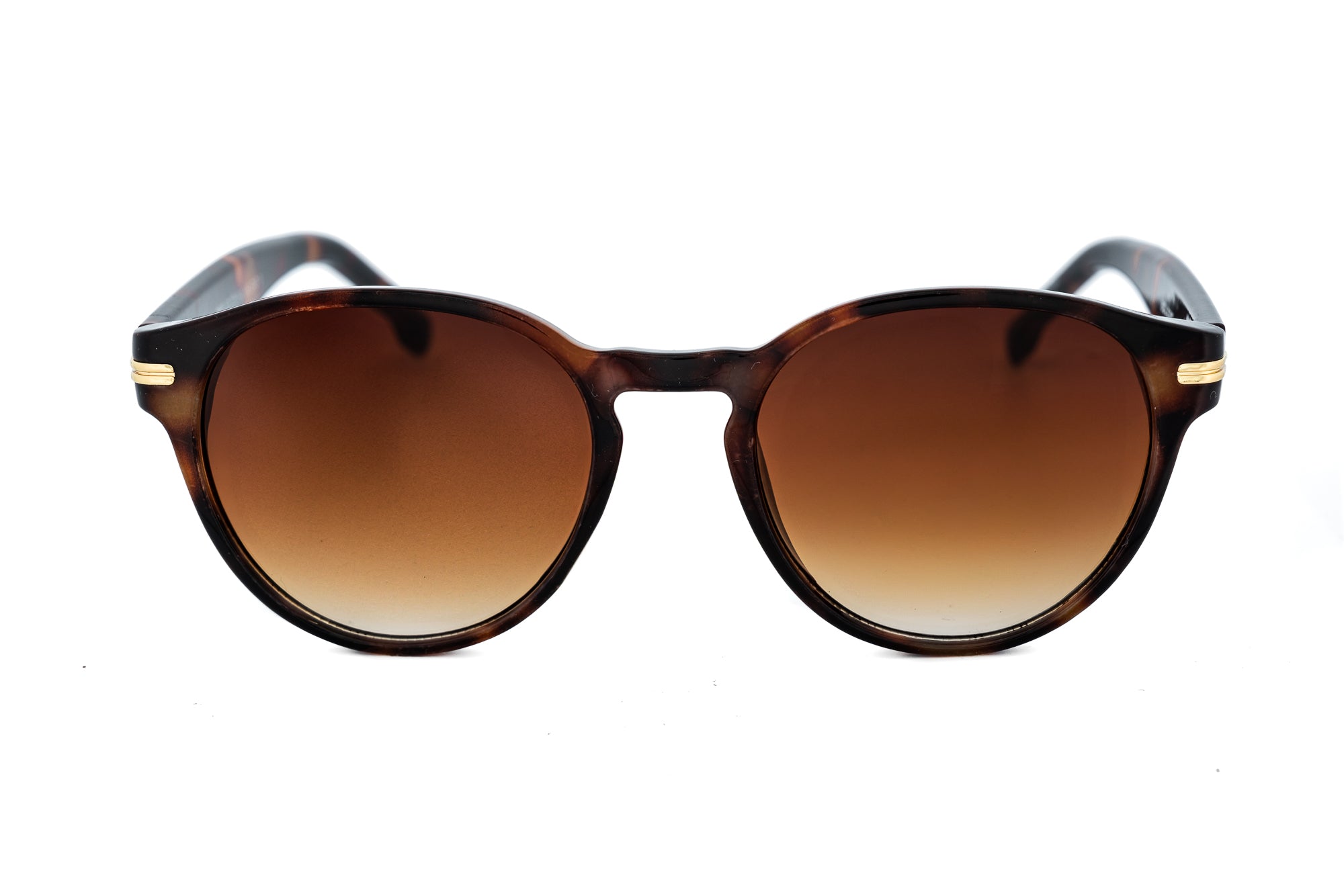 Marone tortoise-shell rounded sunglasses with polarized brown lenses front angle view