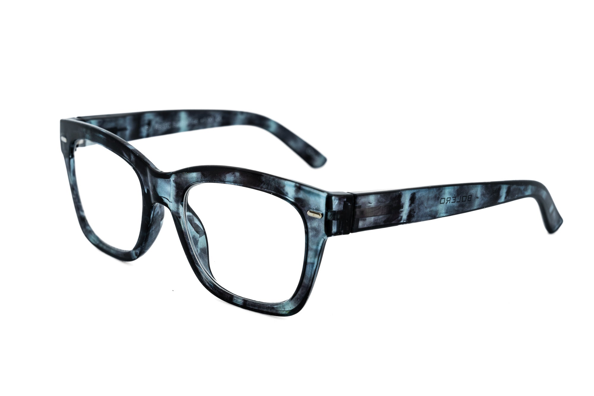 Melwood blue marbled square reading glasses with acetate construction