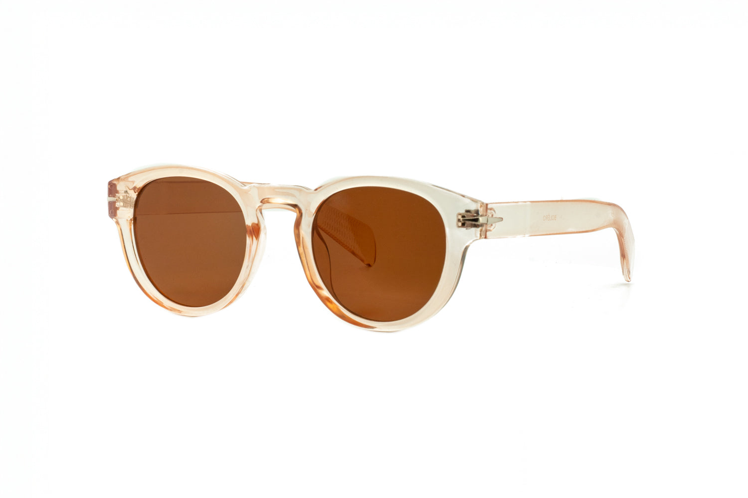 Nico nude round sunglasses with brown UV lenses by Bolero Eyewear
