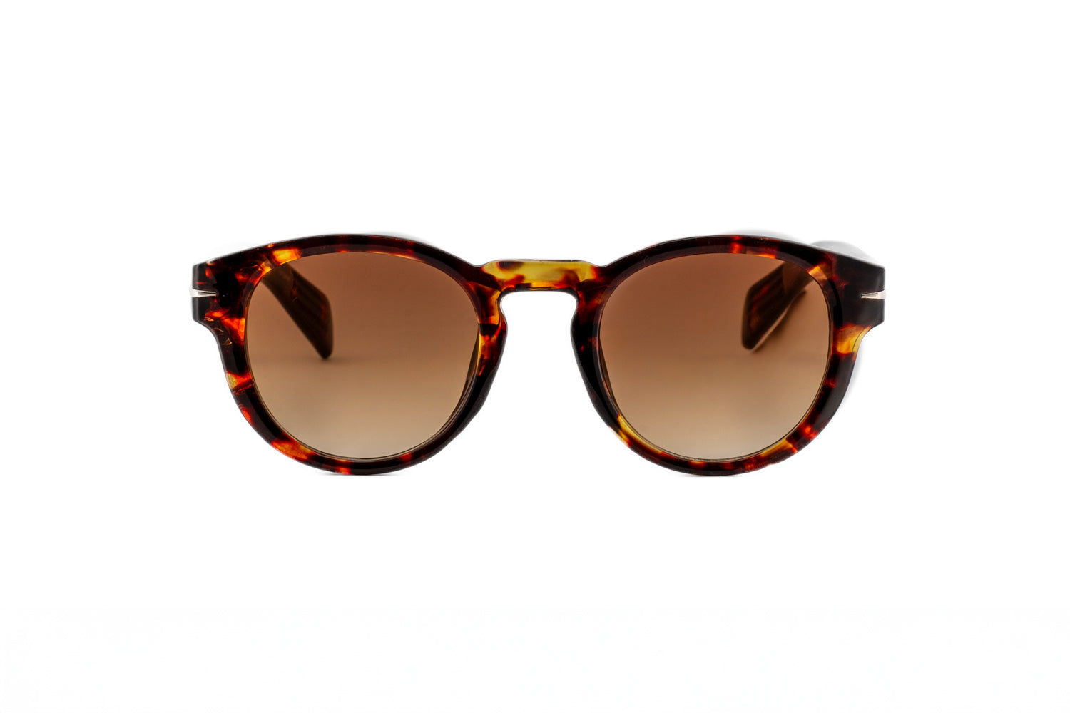Nico tortoise round sunglasses with brown UV lenses by Bolero Eyewear front angle view